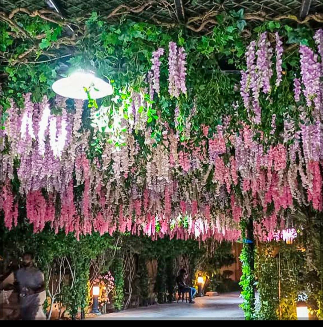 Artificial wisteria hanging canopy