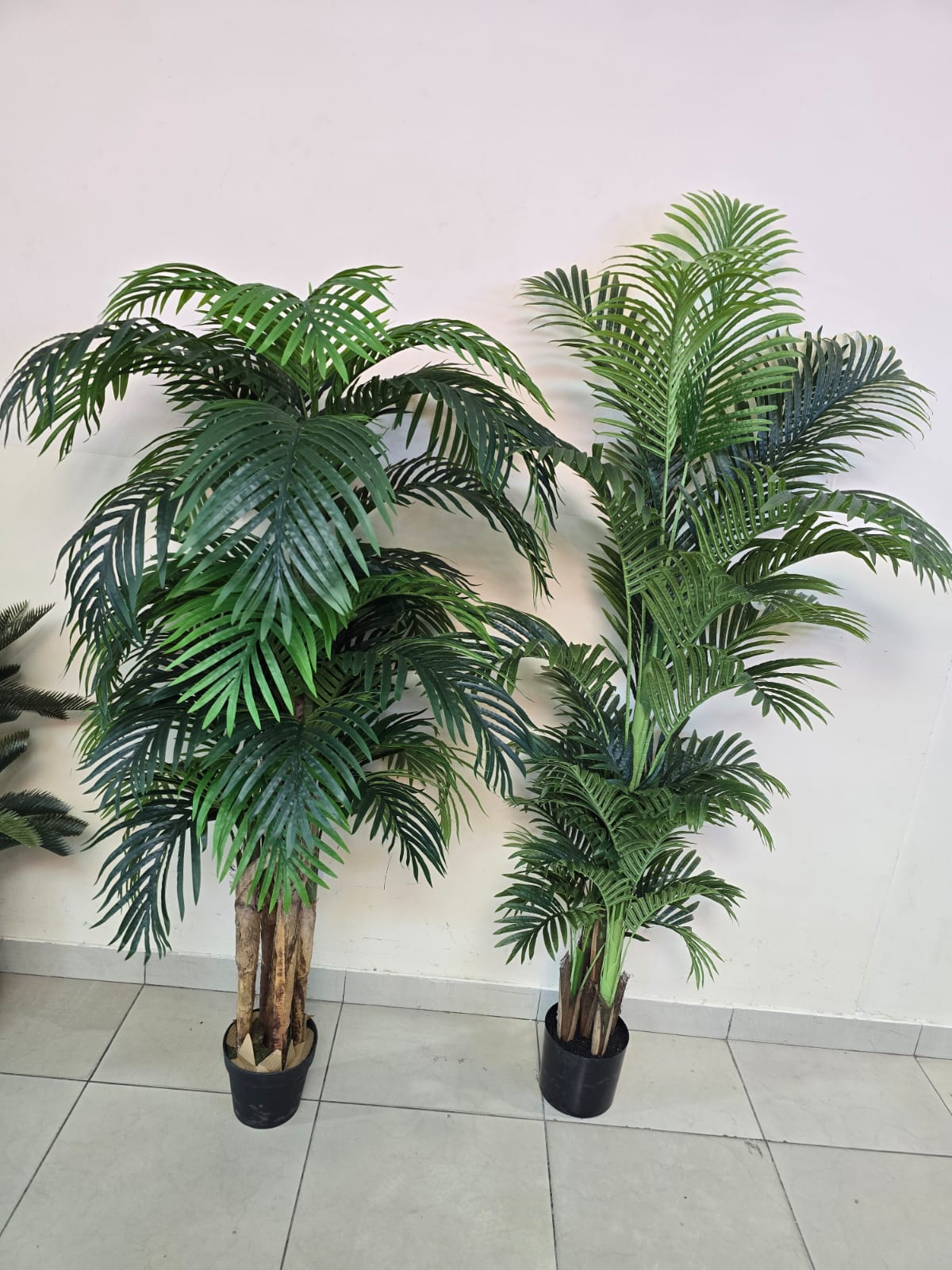 Pair of artificial areca palms